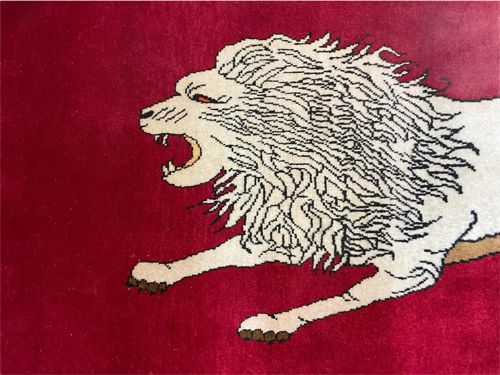 4 X 6 Handmade Hand-Knotted Quality Wool Rug Zagros Lion Red Ivory Tribal Rug by Jewel Rugs