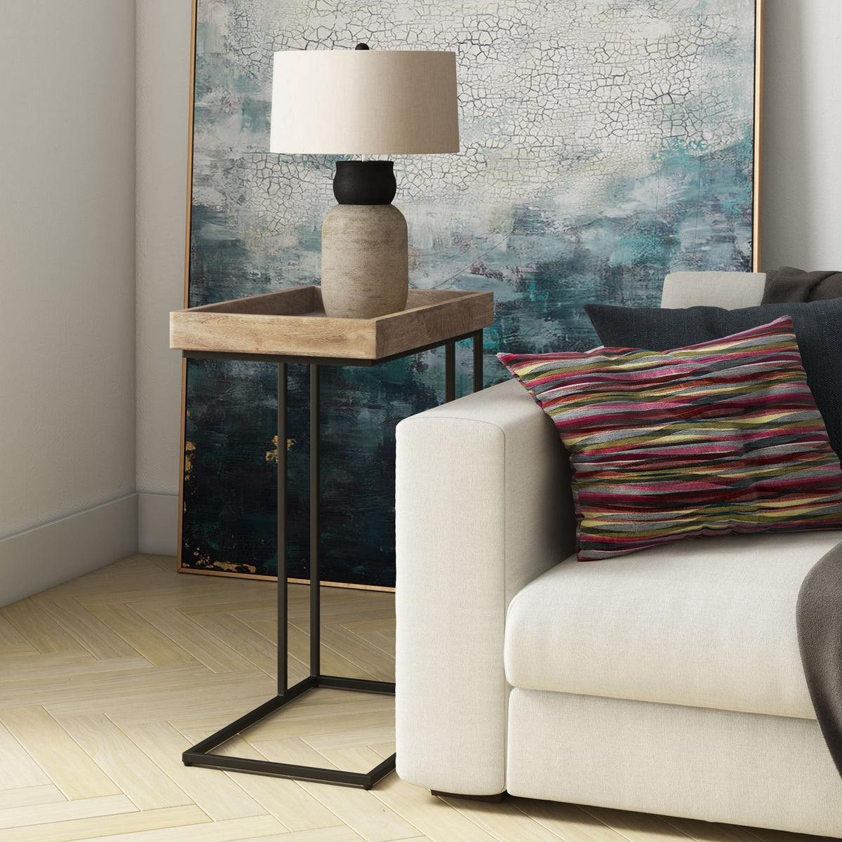 Handcrafted C Side Table with Solid Mango Wood - Light Brown or Dark Brown, photo 5 of 12