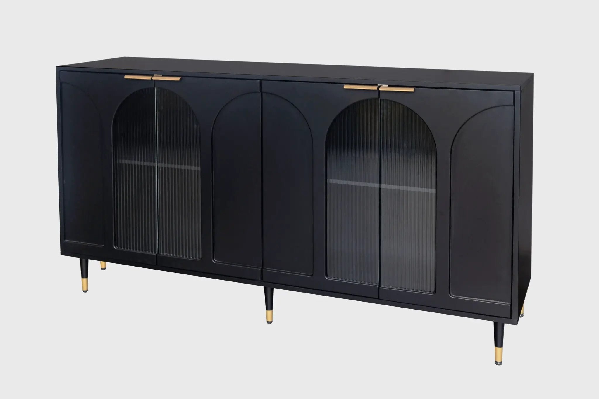 Accent Cabinet Lacquered Wooden Cabinet With 4 Glass Doors Sideboard Buffet Server Cabinet Storage Cabinet, For Living Room, Entryway, Hallway, Office, Kitchen And Dining Room by Unique Piece Furniture
