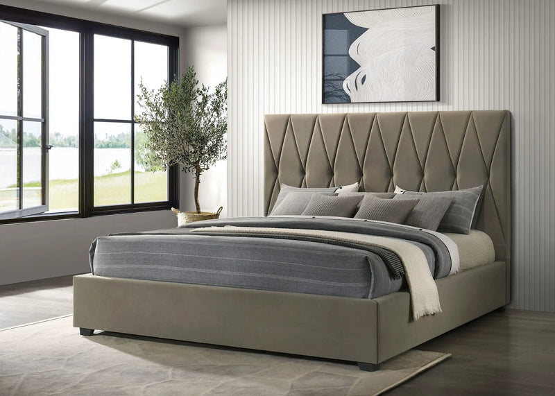 Delsea Upholstered Eastern King Platform Bed Light Brown by Unique Piece Furniture