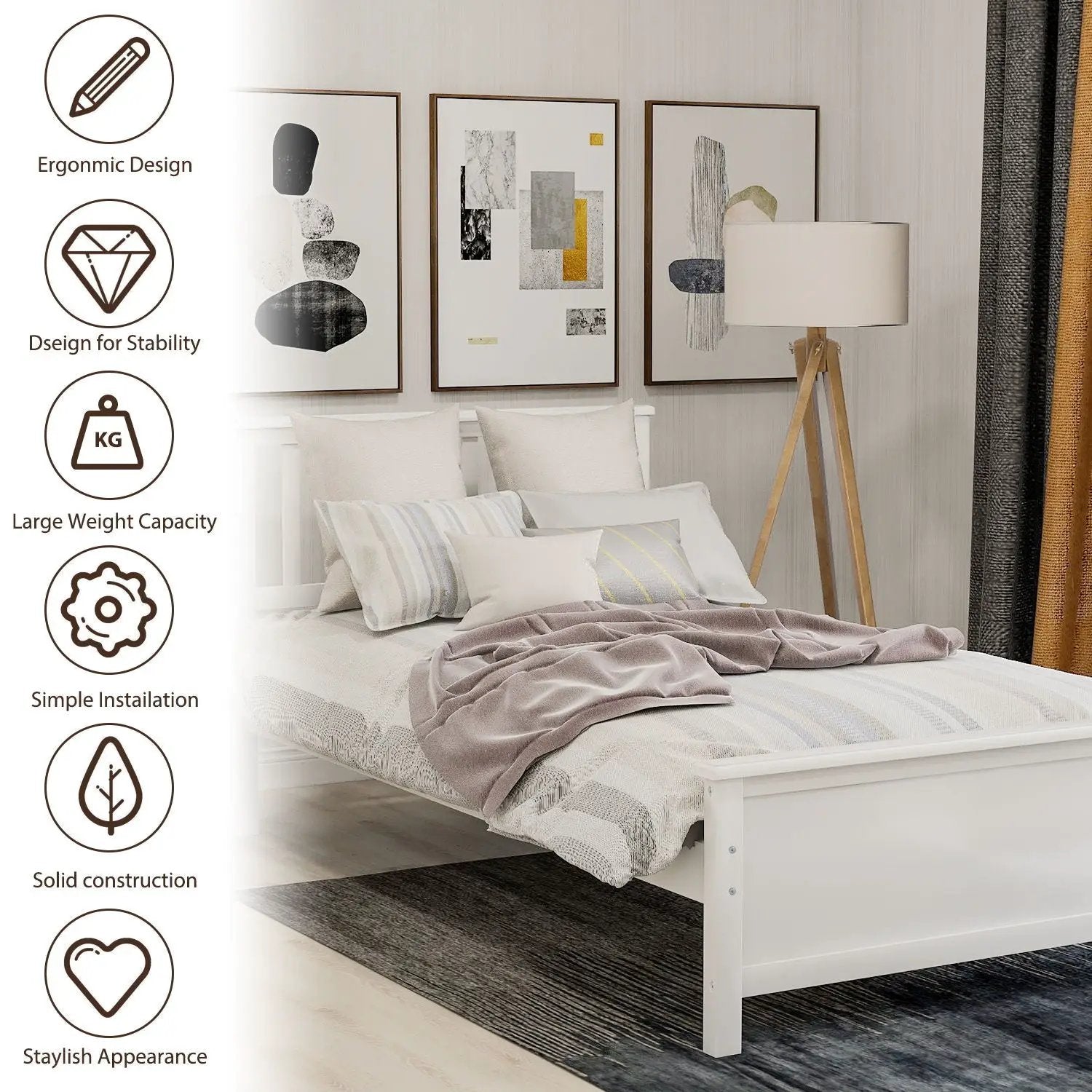 Platform Bed With Headboard, Footboard And Wood Slat Support by Unique Piece Furniture