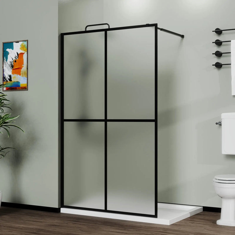 Shower Screen Door Frost Tempered Glass - Black by HouseOfZazla