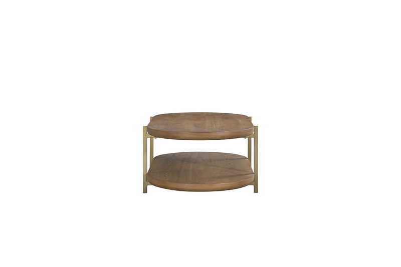 Light Brown Cocktail Table with Storage Shelf - Contemporary MDF & Elm Veneer, photo 2 of 5