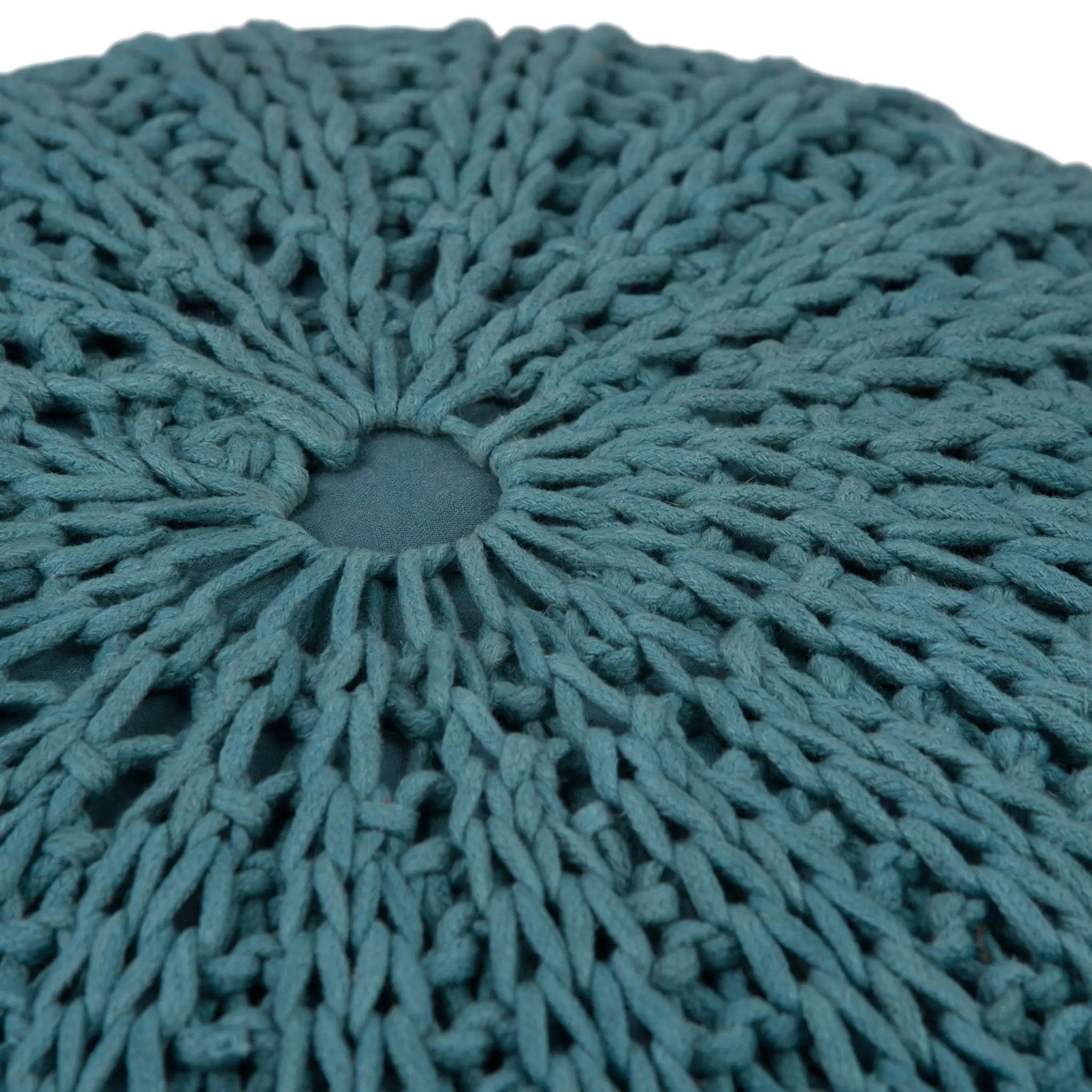 Shelby - Handcrafted Hand Knit Round Pouf by HouseOfZazla