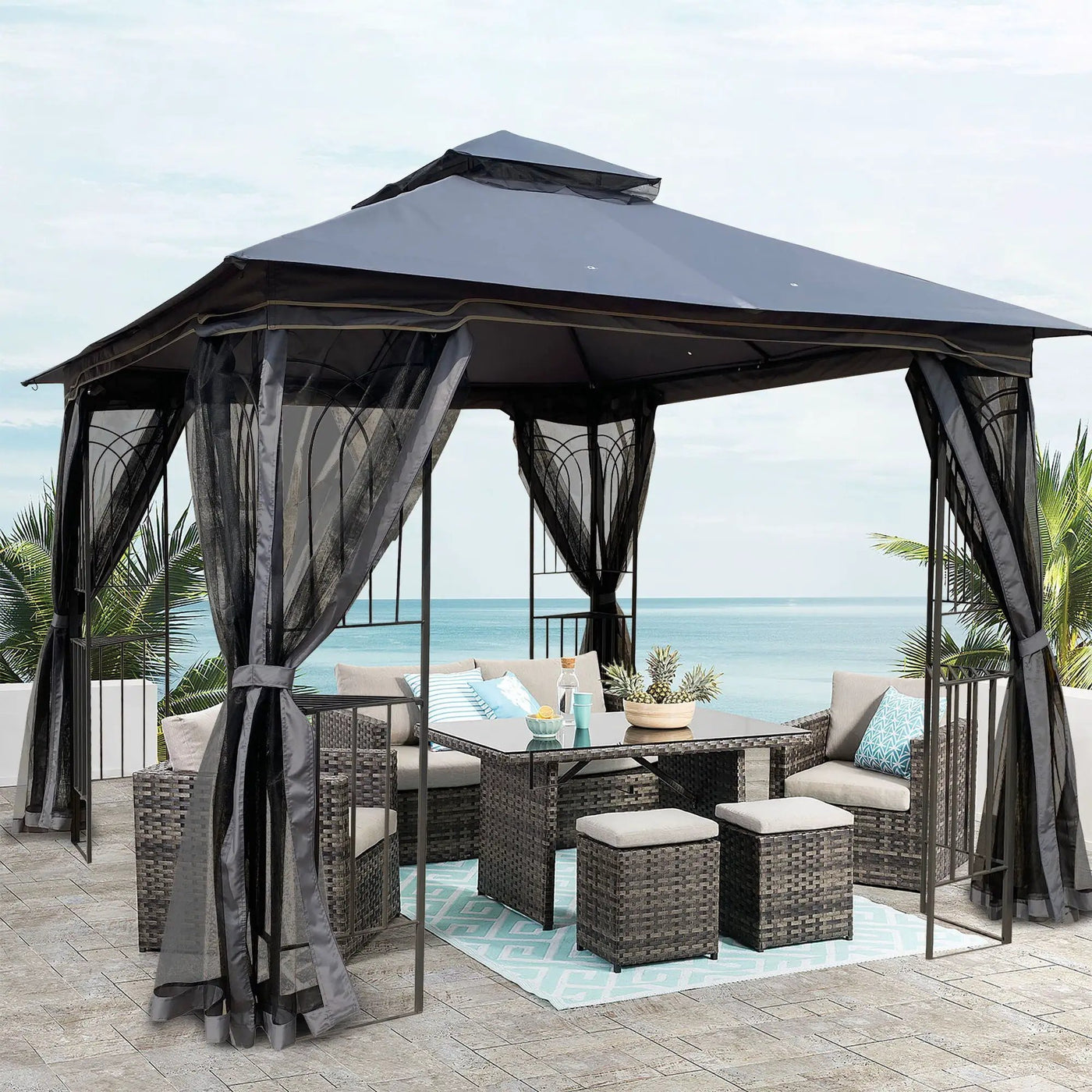 Patio Gazebo Tent With Ventilated Double Roof And Mosquito Net by HouseOfZazla