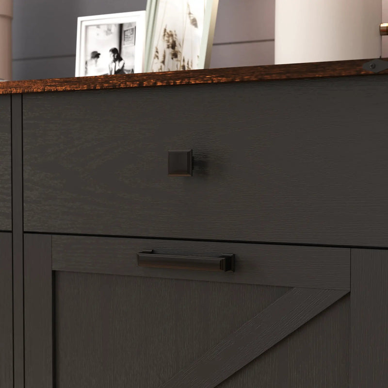 Double Tilt Out Trash Cabinet With Hideaway Drawer And Barn Door Style by HouseOfZazla