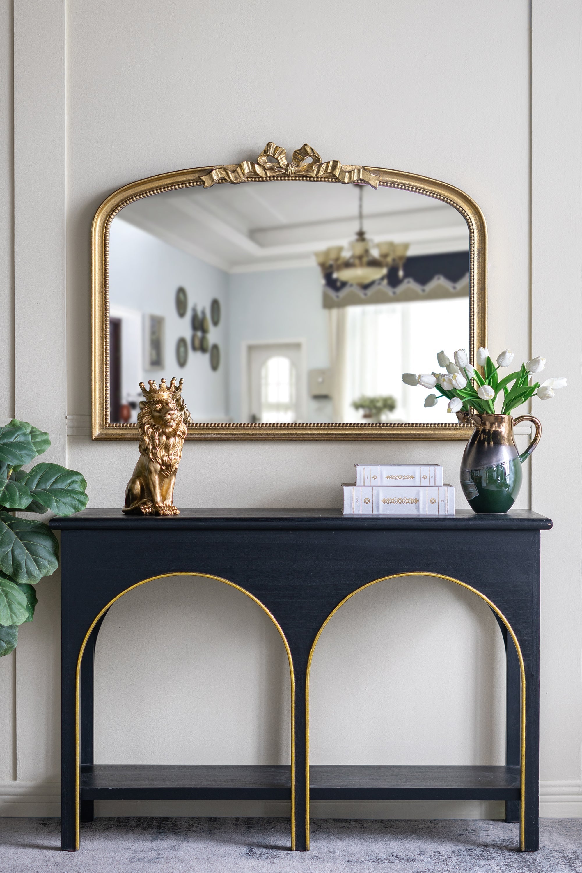 40.2' x 29.9' Baroque Style Gold Arch Mirror by HouseOfZazla
