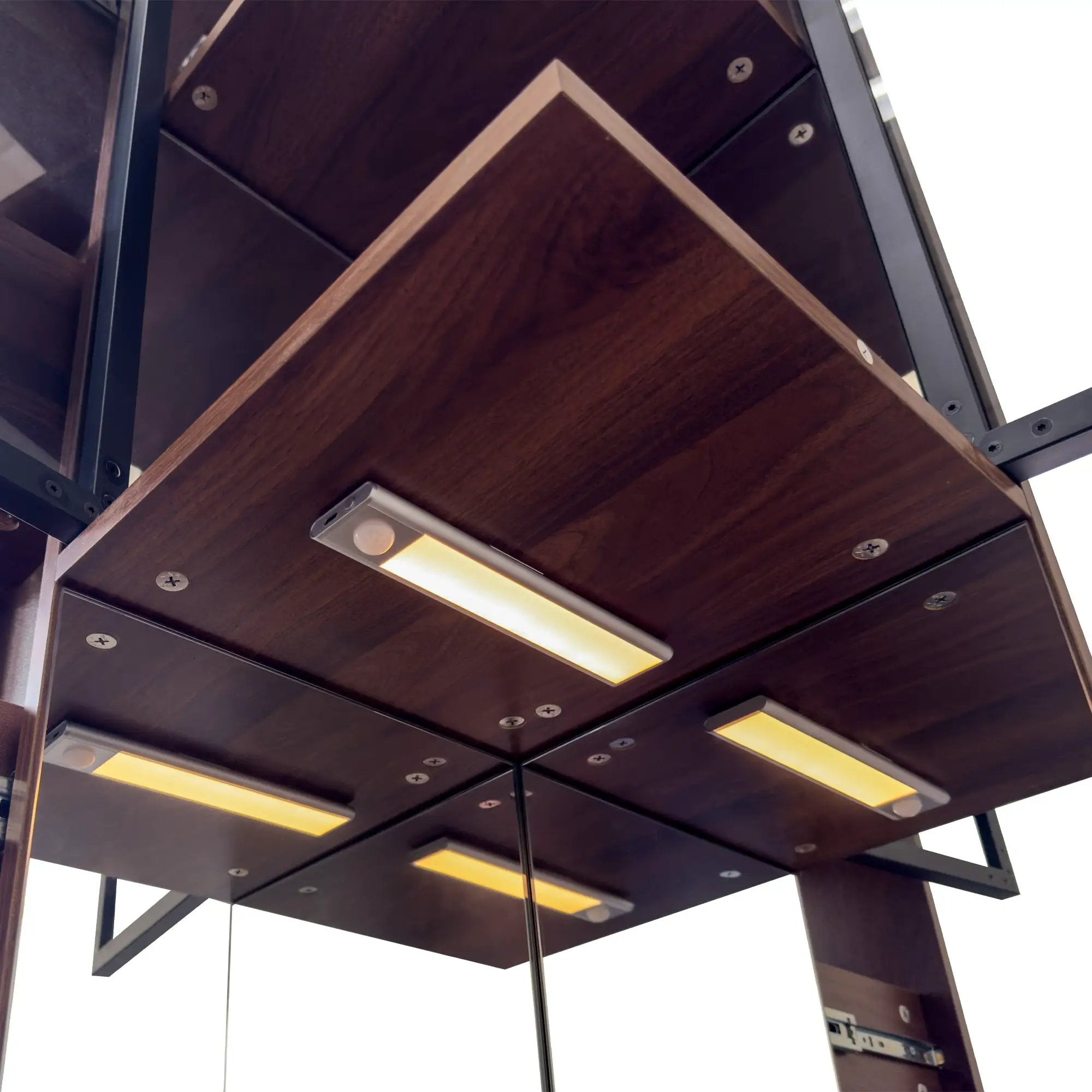 70" Display Cabinet with Glass Doors and Lights, Multi-Tier Storage by HouseOfZazla