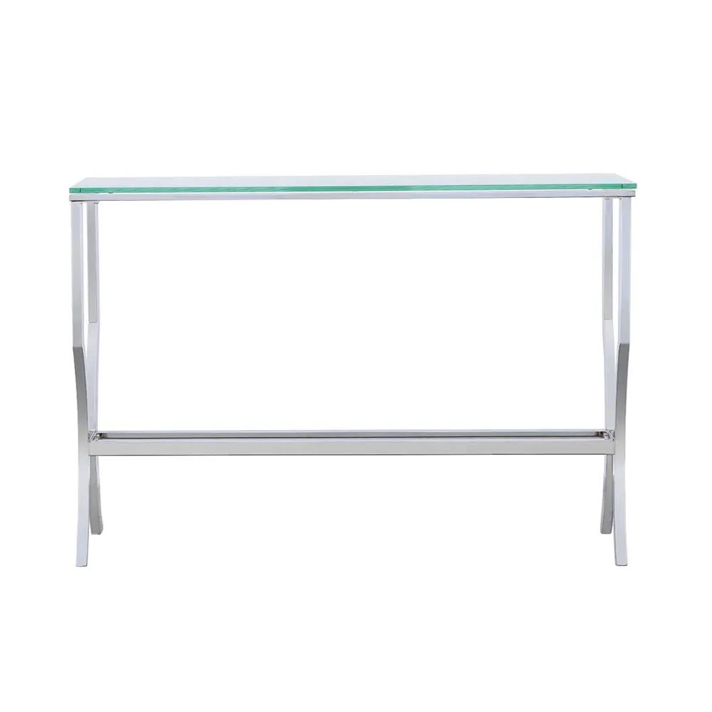 Saide Rectangular Glass Top Entryway Console Table Chrome by Unique Piece Furniture