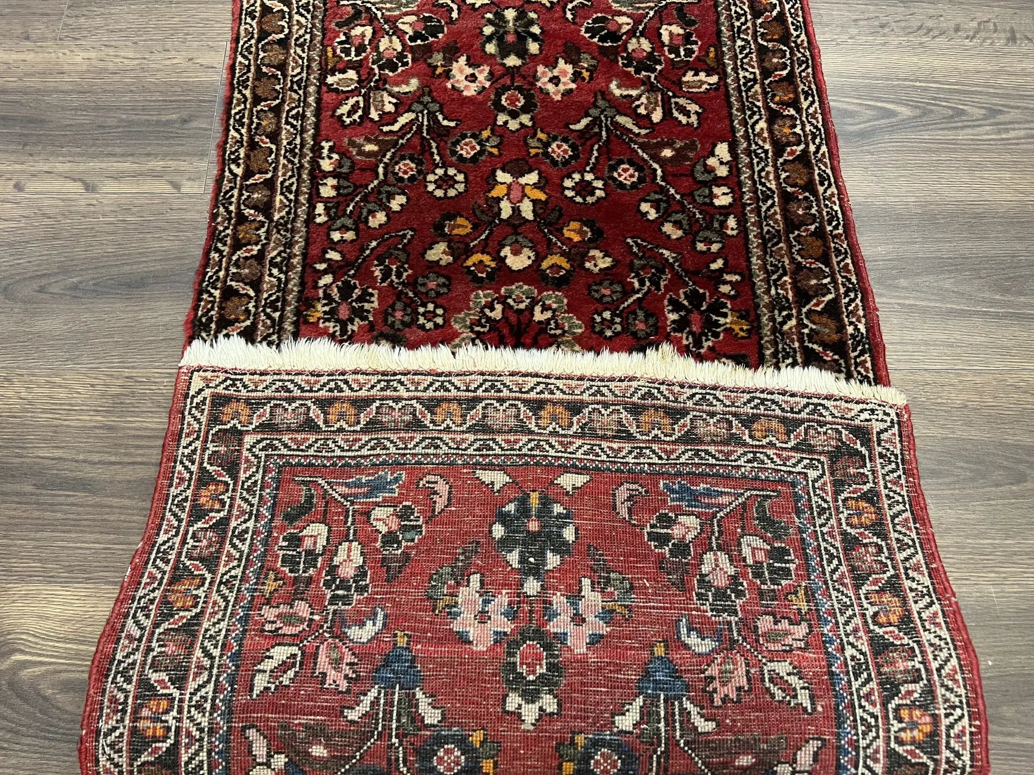 Small Persian Sarouk Rug 2x4 ft, Allover Floral Pattern, Red Black Cream, Hand Knotted Wool Traditional Oriental Carpet, Antique Persian Rug 2 x 4 by Jewel Rugs