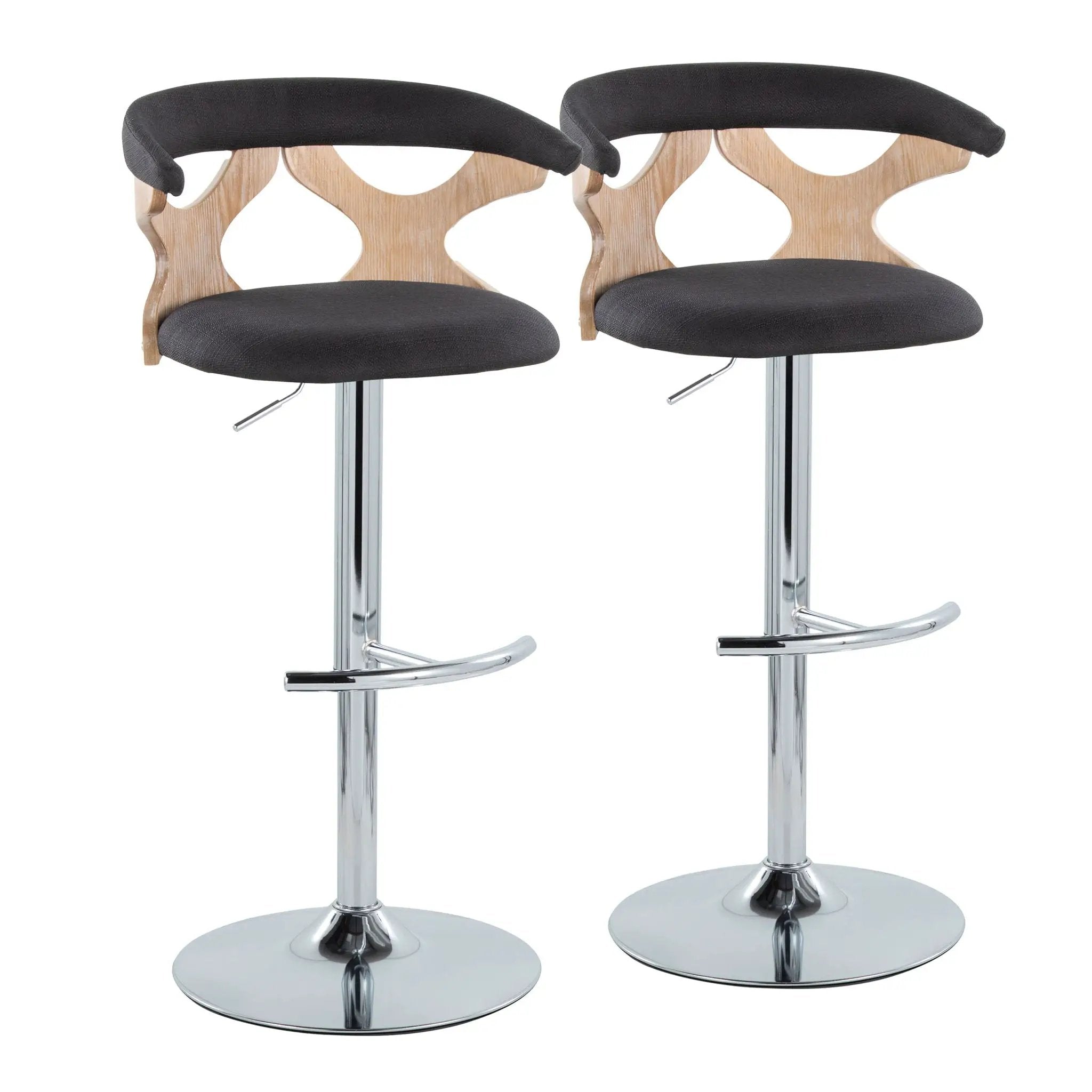 Gardenia - Contemporary Adjustable Barstool With Swivel / Rounded T Footrest (Set of 2) by Unique Piece Furniture