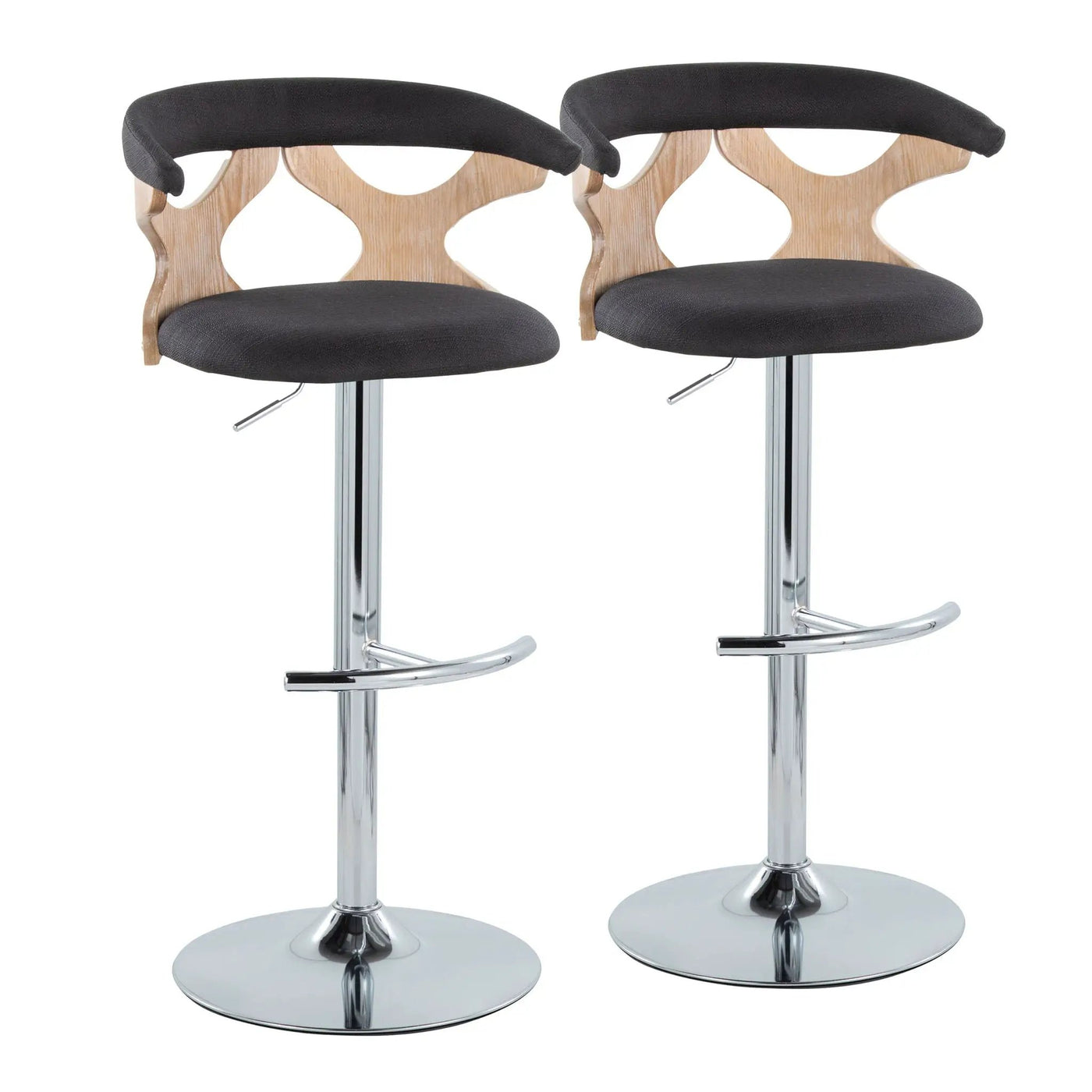 Gardenia - Contemporary Adjustable Barstool With Swivel / Rounded T Footrest (Set of 2) by HouseOfZazla