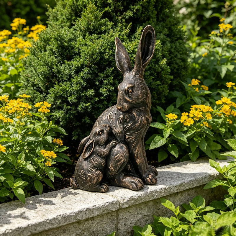 21'' Tall Mother Hare & Baby Cuddling Garden Statue by HouseOfZazla