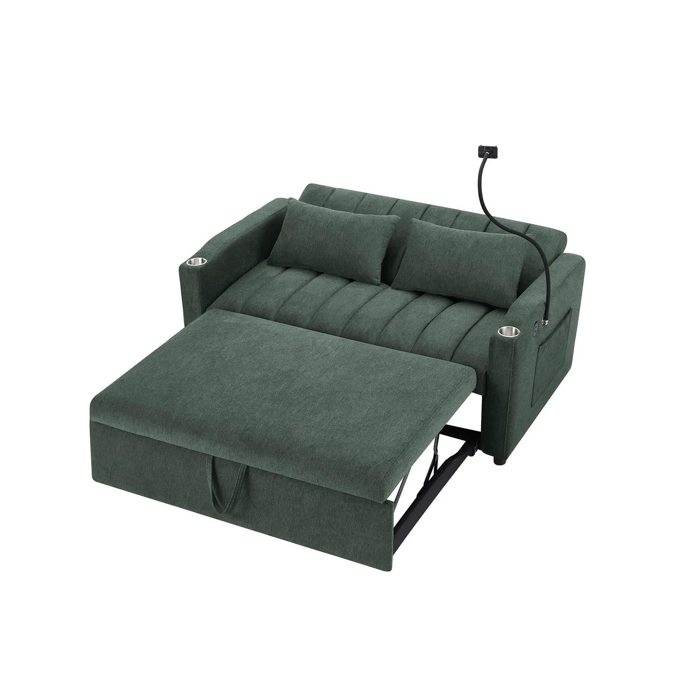 Convertible Sofa Bed Loveseat Sofa With Three USB Ports, Two Side Pockets, Two Cup Holders And 360° swivel Phone Holder For Living Room by HouseOfZazla