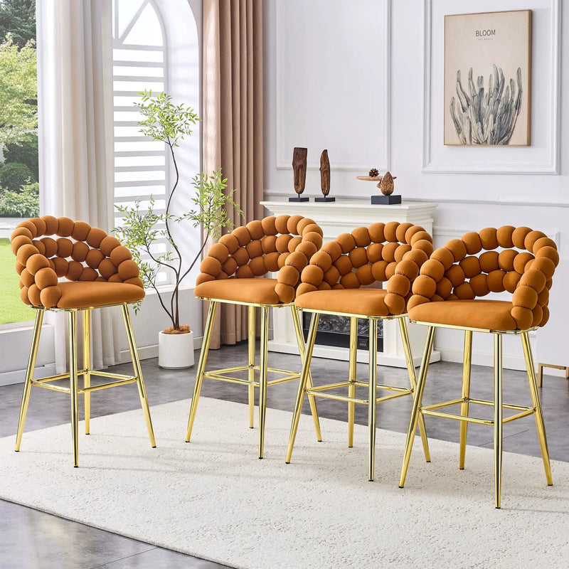 Bubble, Ball Chain Tufted Bar Chairs For Kitchen Island & Home Bar (Set of 2) by Unique Piece Furniture
