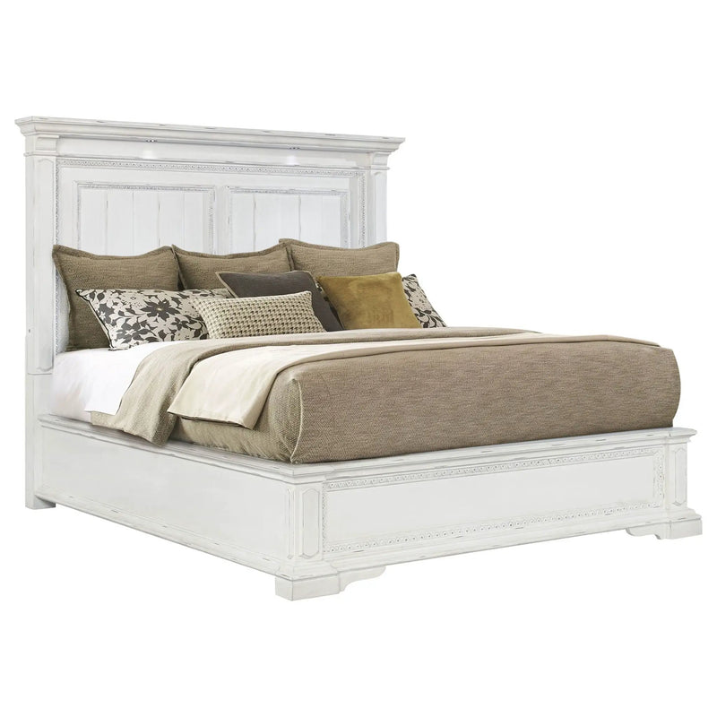 McKinney Eastern King LED Light Panel Bed Vintage White by Unique Piece Furniture