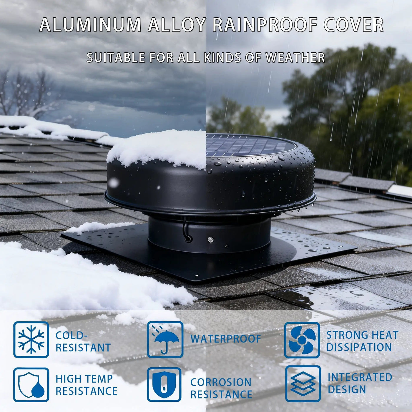 12" Flush Mount Round Solar Roof Vent Fan, 30W Dual Power by HouseOfZazla