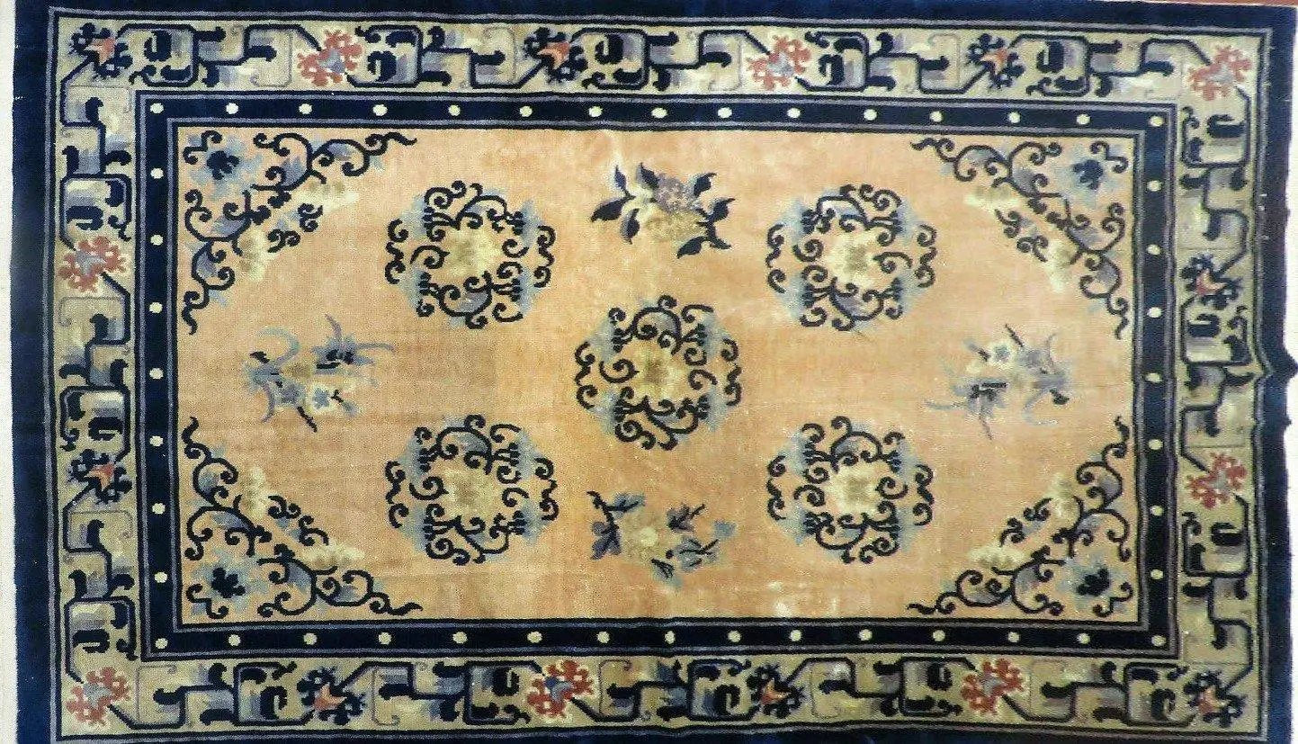 4' X 6' Antique Handmade Fine Knotted Peking Chinese Wool Rug Amiri Salmon by Jewel Rugs