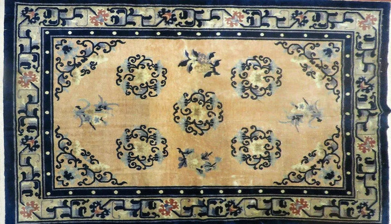 4' X 6' Antique Handmade Fine Knotted Peking Chinese Wool Rug Amiri Salmon by Jewel Rugs