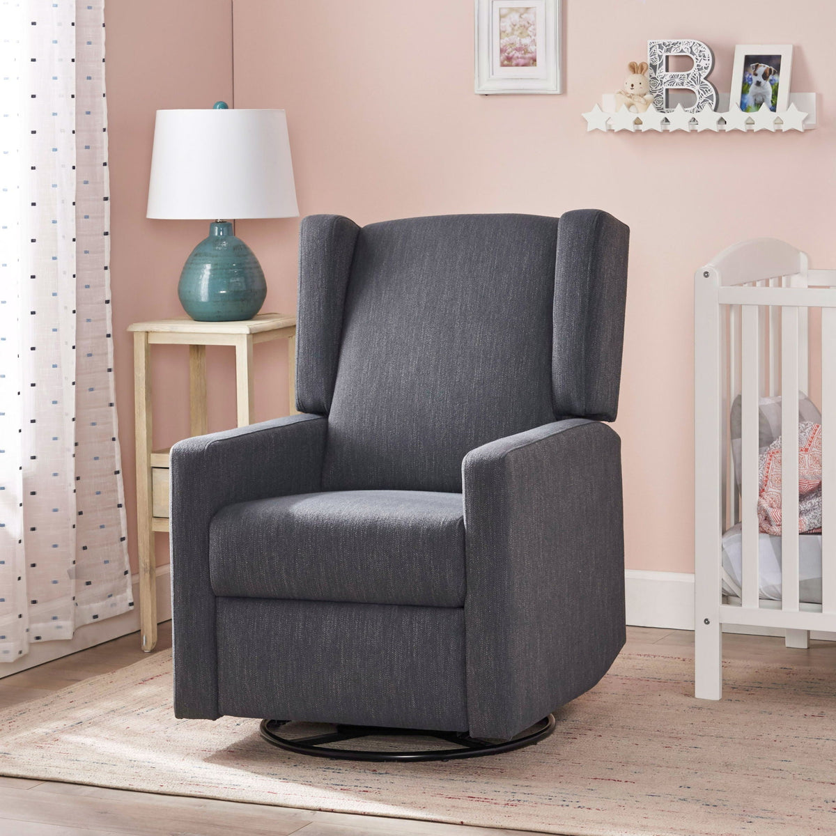 Landau Contemporary Fabric Upholstered Swivel Recliner, photo 8 of 21