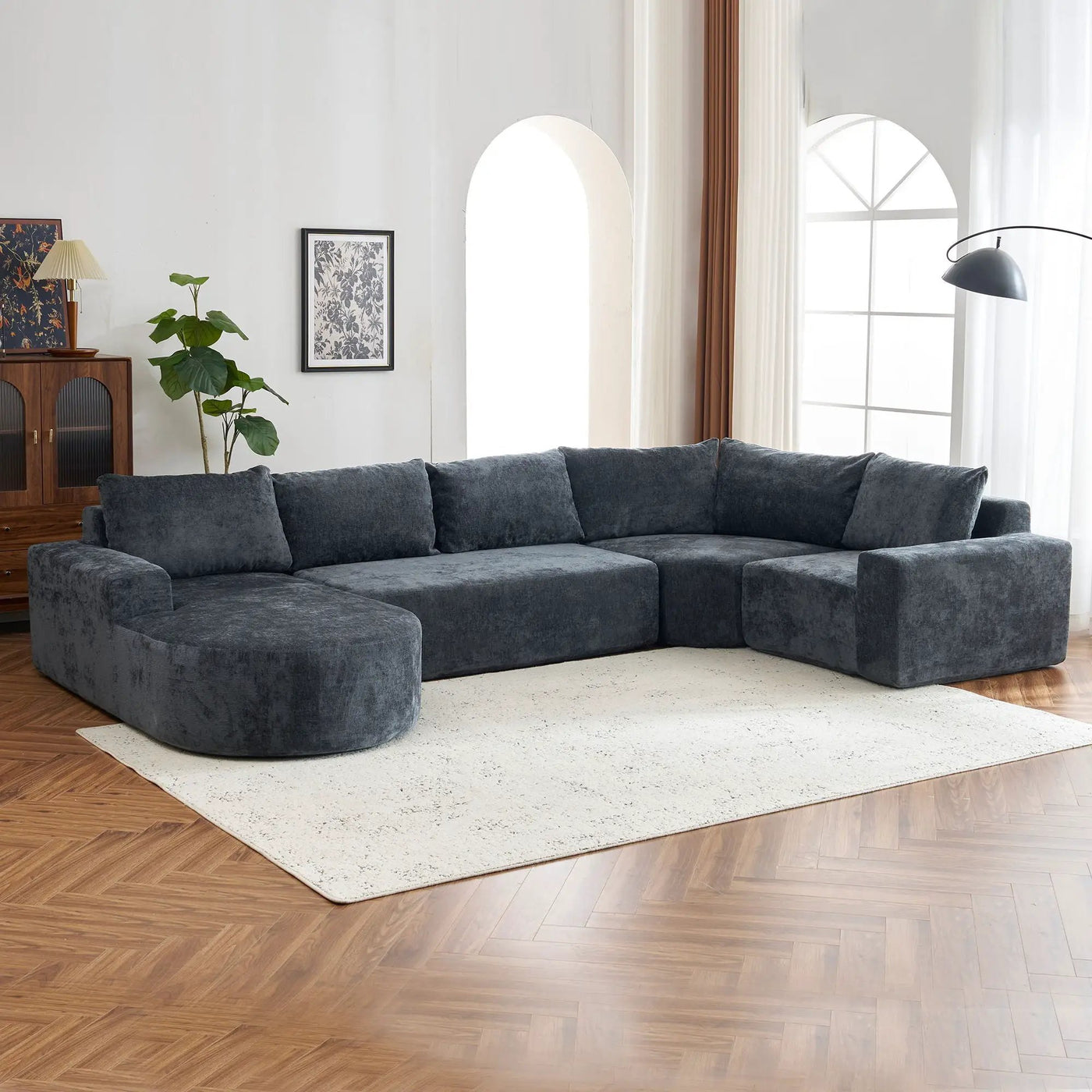 U-Shaped Oversized Modular Cloud Sectional Sofa With Deep Seat For Living Room by HouseOfZazla