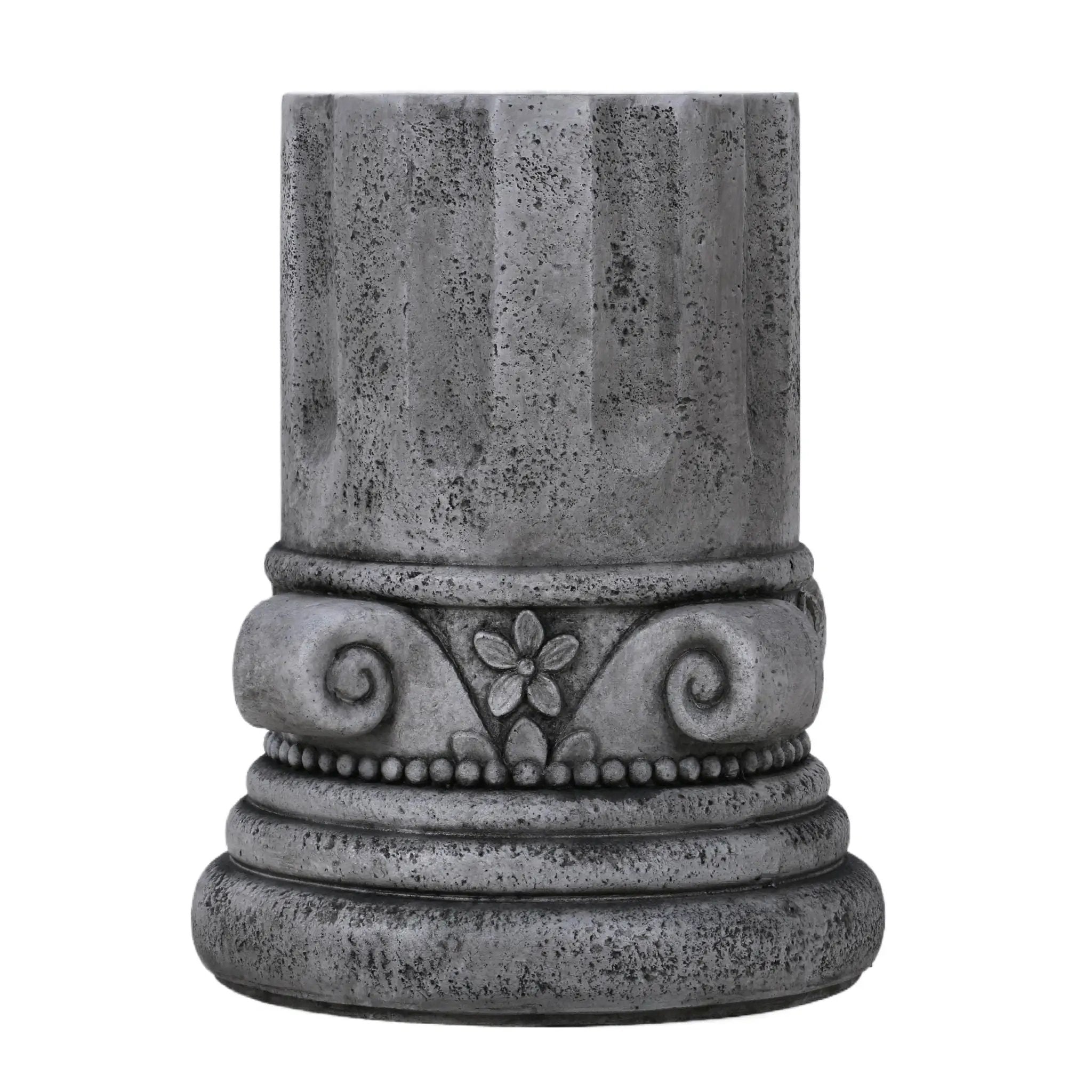 Outdoor End Table, Round Side Table For Patio And Garden - Antique Gray
