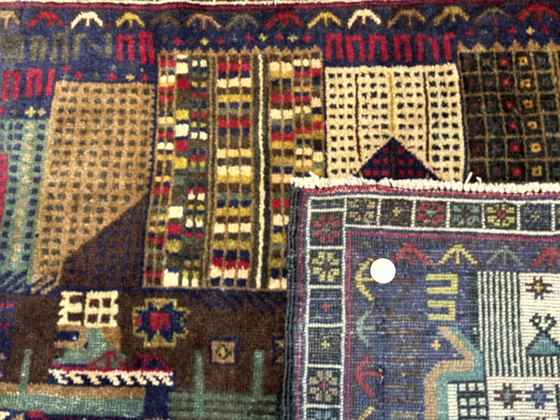 Balouch Rug 3x5, Afghan Carpet, City Pictorial by Jewel Rugs