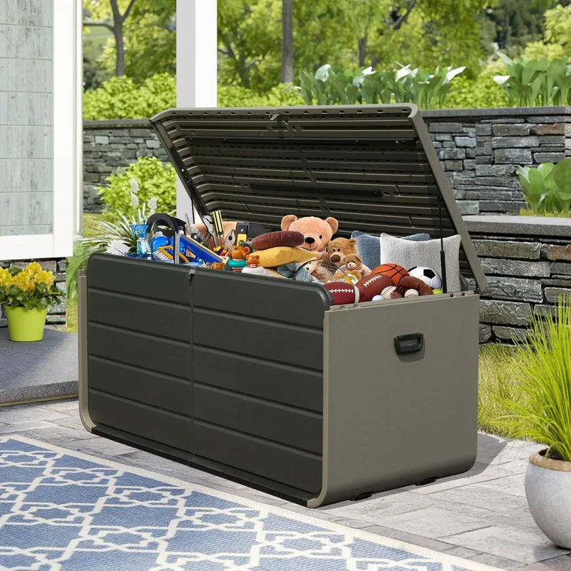 200 Gallon Plastic Deck Box with Lock and Waterproof Lid by HouseOfZazla
