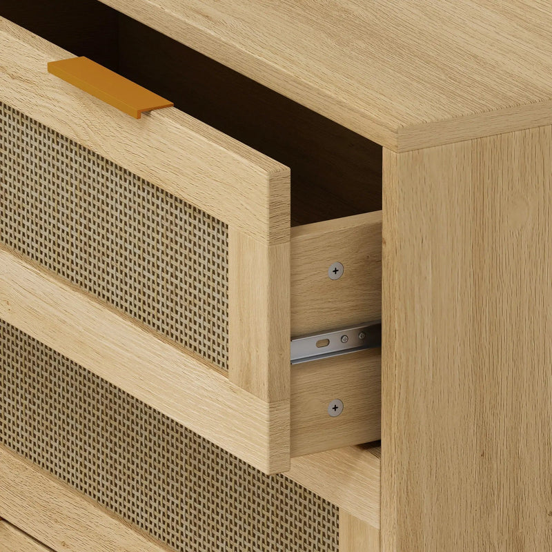 3 Drawers Rattan Storage Cabinet Rattan Drawer, For Bedroom, Living Room, Dining Room, Hallways (Set of 2) - Oak by HouseOfZazla