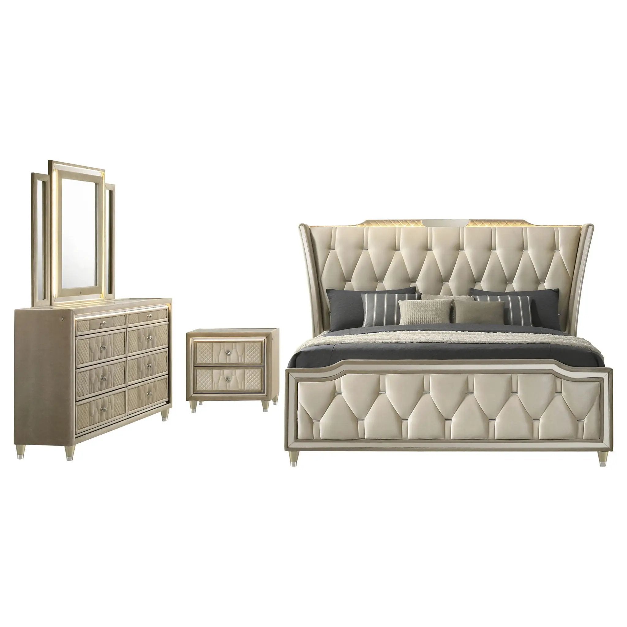 Lorient 4-piece California King Bedroom Set Ivory and Camel by Unique Piece Furniture