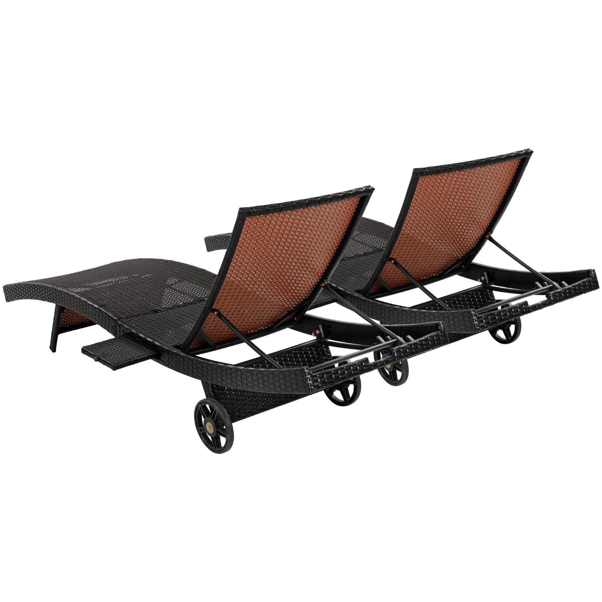 K&K 80'' Patio Wicker Chaise Lounge Chairs Set of 2 by HouseOfZazla