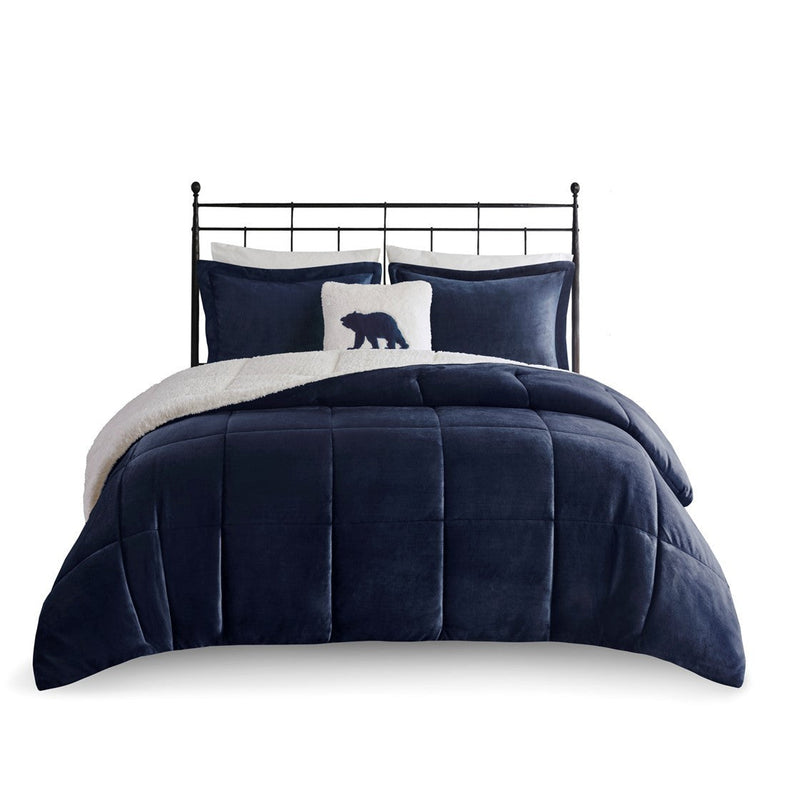 Full/Queen Plush to Sherpa Down Alternative Comforter Set by HouseOfZazla