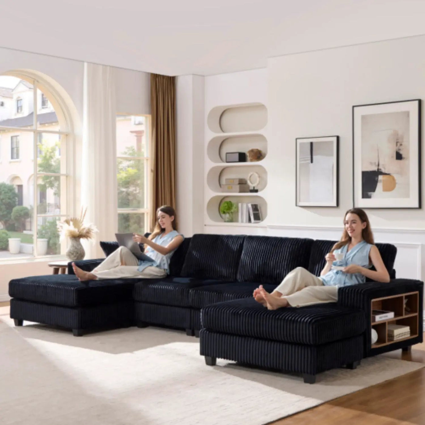 U-Shaped Convertible Sofa, 4 Seater Large Living Room Lounge by Unique Piece Furniture