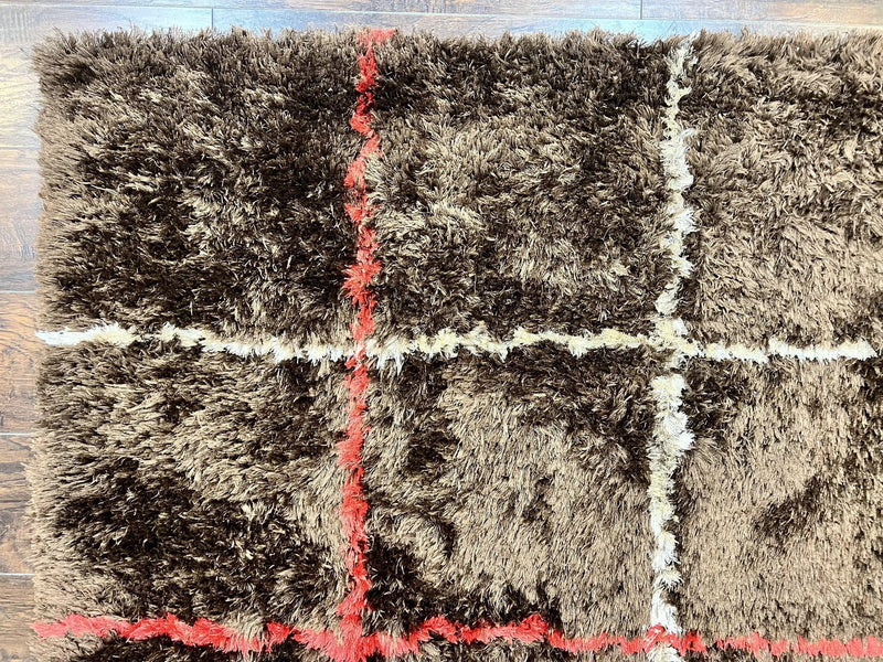 Shag Rug 6x8, Brown, Panel Design by Jewel Rugs