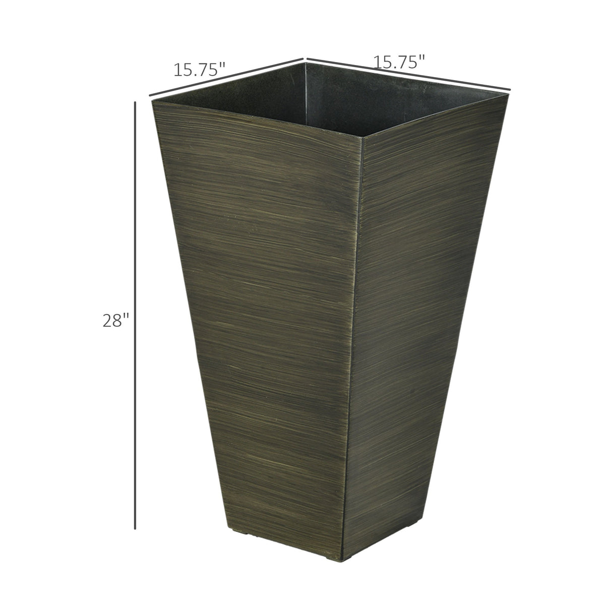 28" Tall Outdoor Planters Set of 3 with Wood Grain Design - Polypropylene, photo 3 of 9