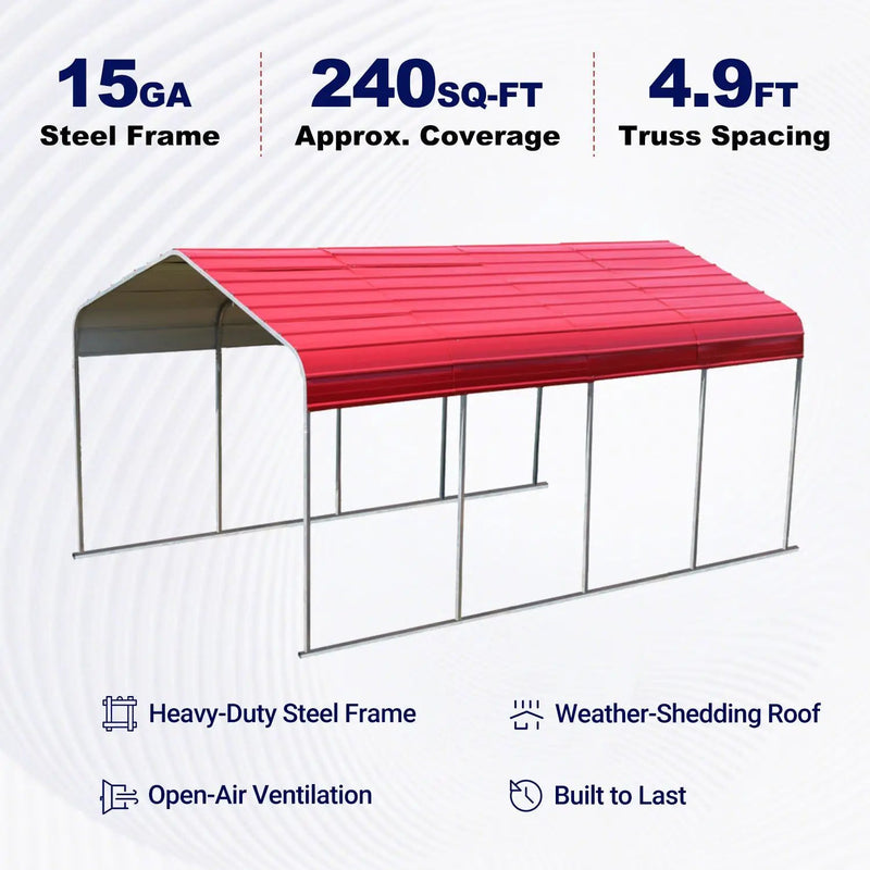 Classic Steel Carport W12' x L20' by Chery Industrial