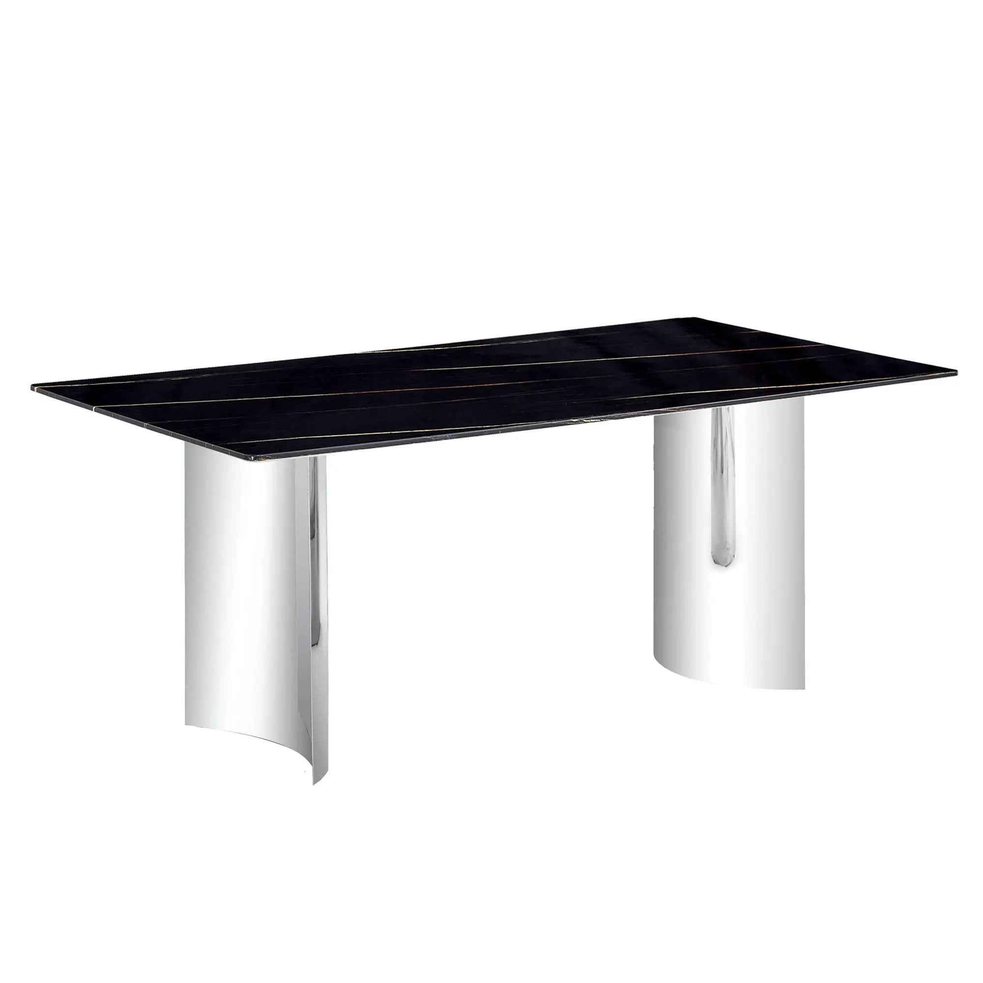 Modern Minimalist Dining Table With Marble Glass Top by Unique Piece Furniture