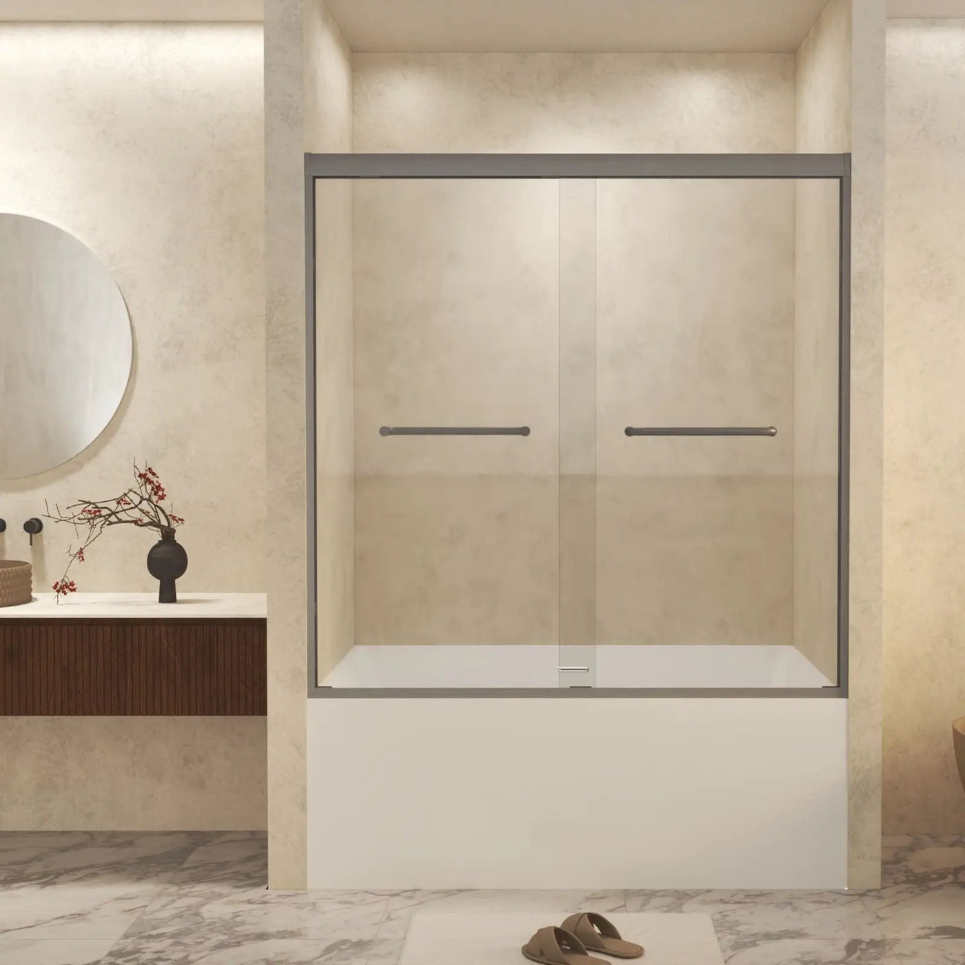 Double Sliding Shower Door With Explosion Proof Film by HouseOfZazla