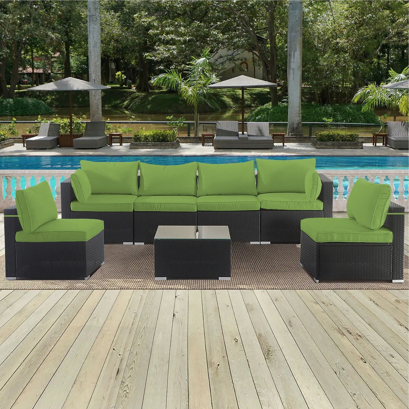 Cushion Covers For 7 Piece Wicker Sectional Sofa, 14 Pack Seat And Back Slipcovers With Zipper by HouseOfZazla