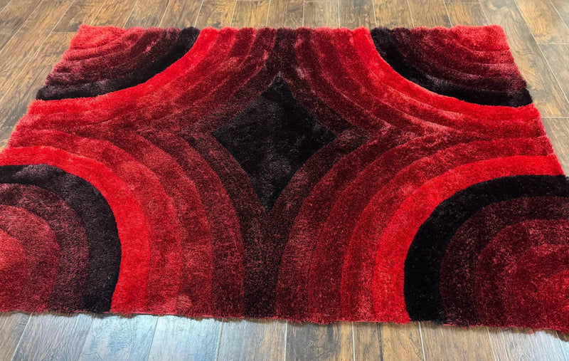 Red and Black Shag Rug 5x7, Pair A by Jewel Rugs