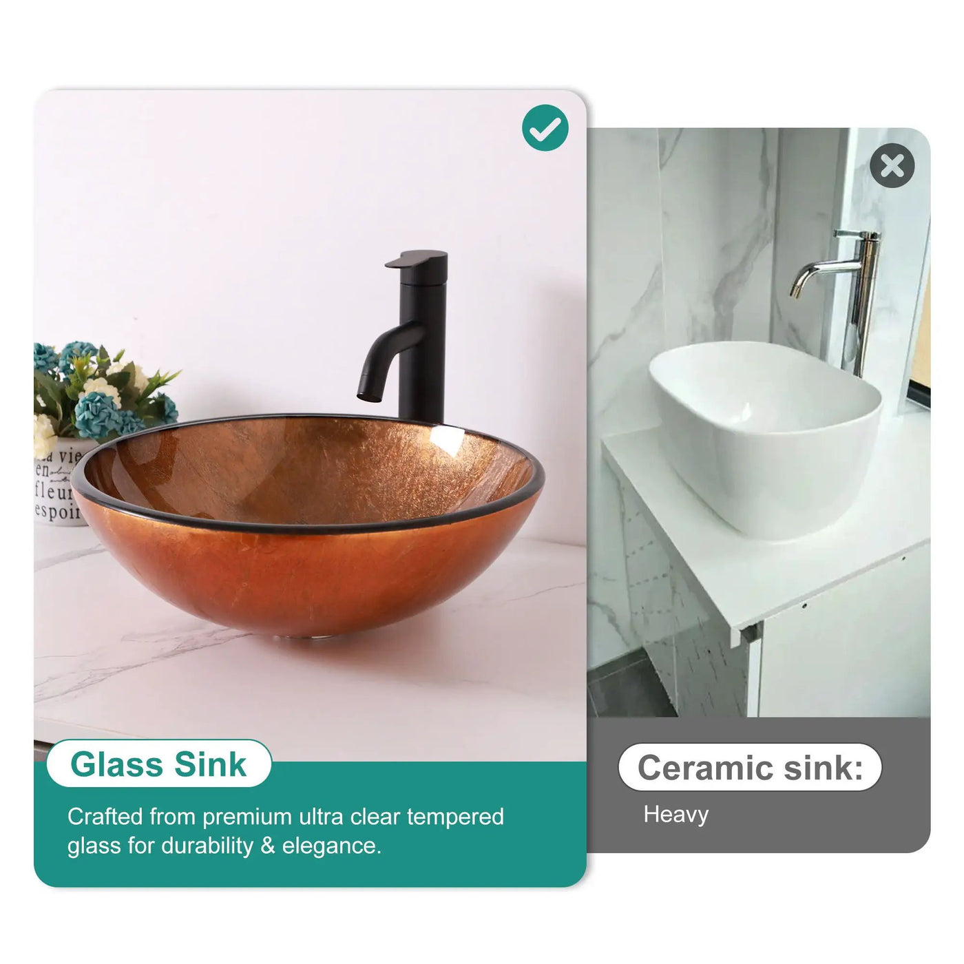 Artistic Tempered Glass Vessel Sink With Pop Up Drain by HouseOfZazla