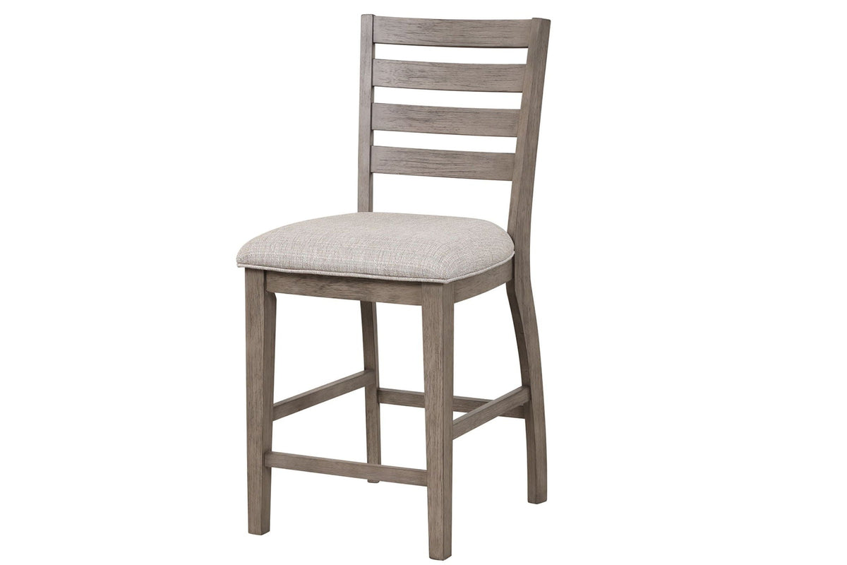 Counter Side Dining Stool with Ladder Back – Set of 2, Gray