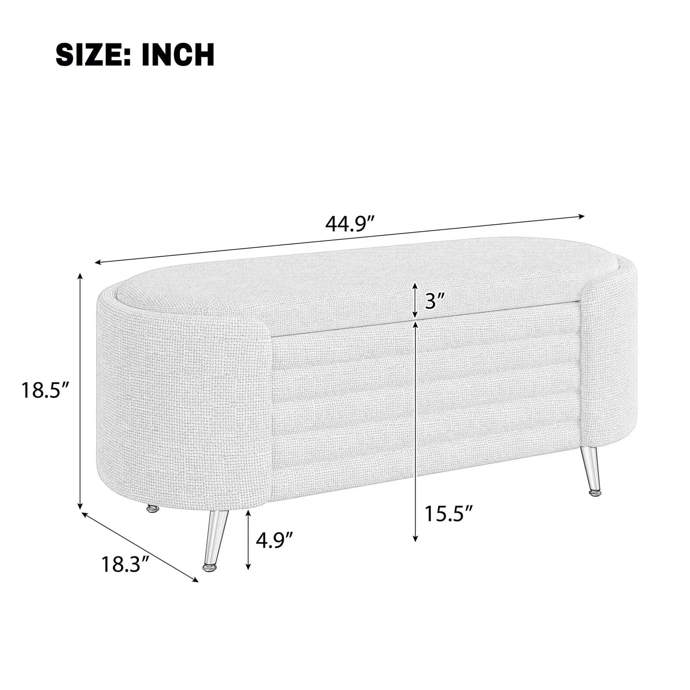 Modern Oval Storage Ottoman With Upholstery by HouseOfZazla