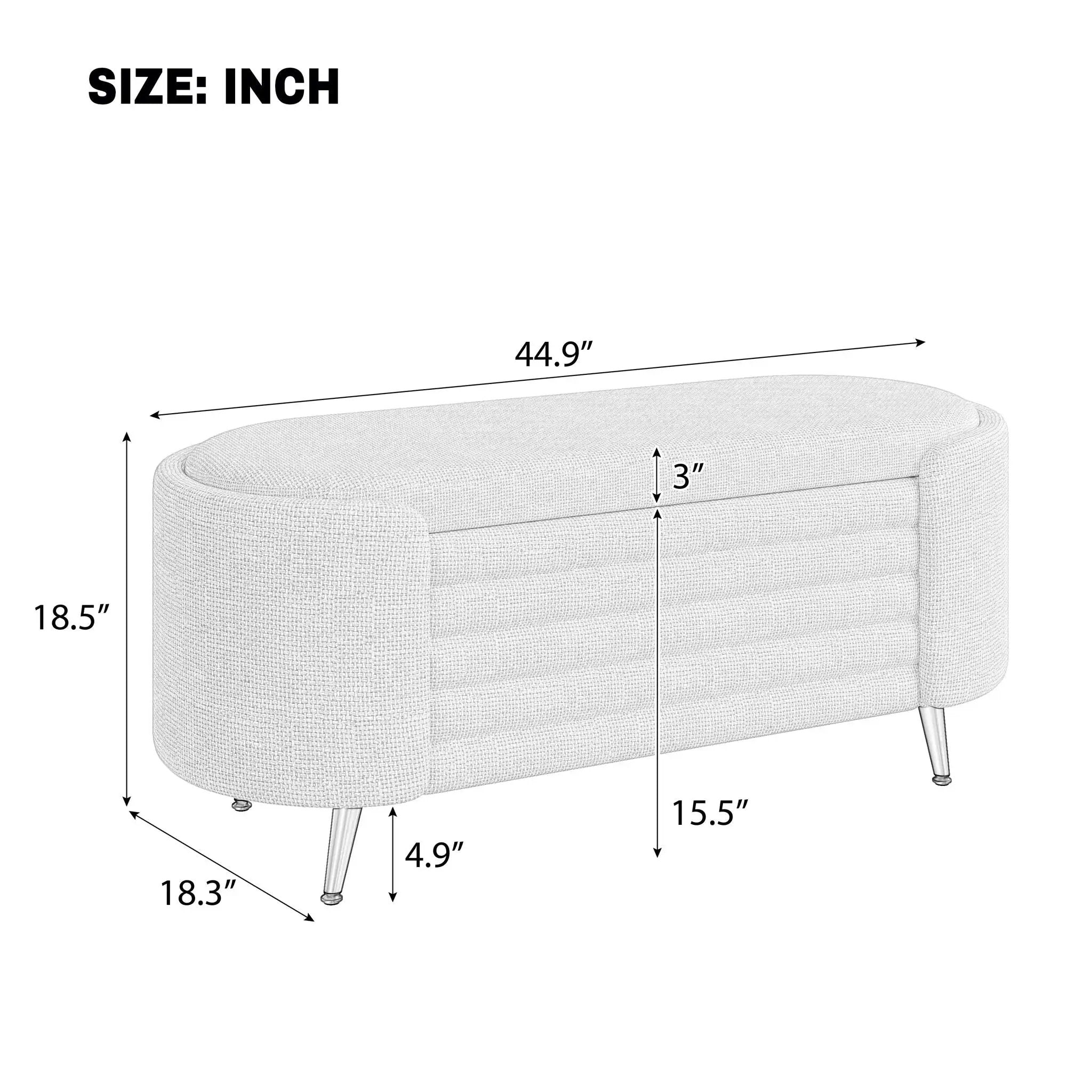 Modern Oval Storage Ottoman With Upholstery by HouseOfZazla