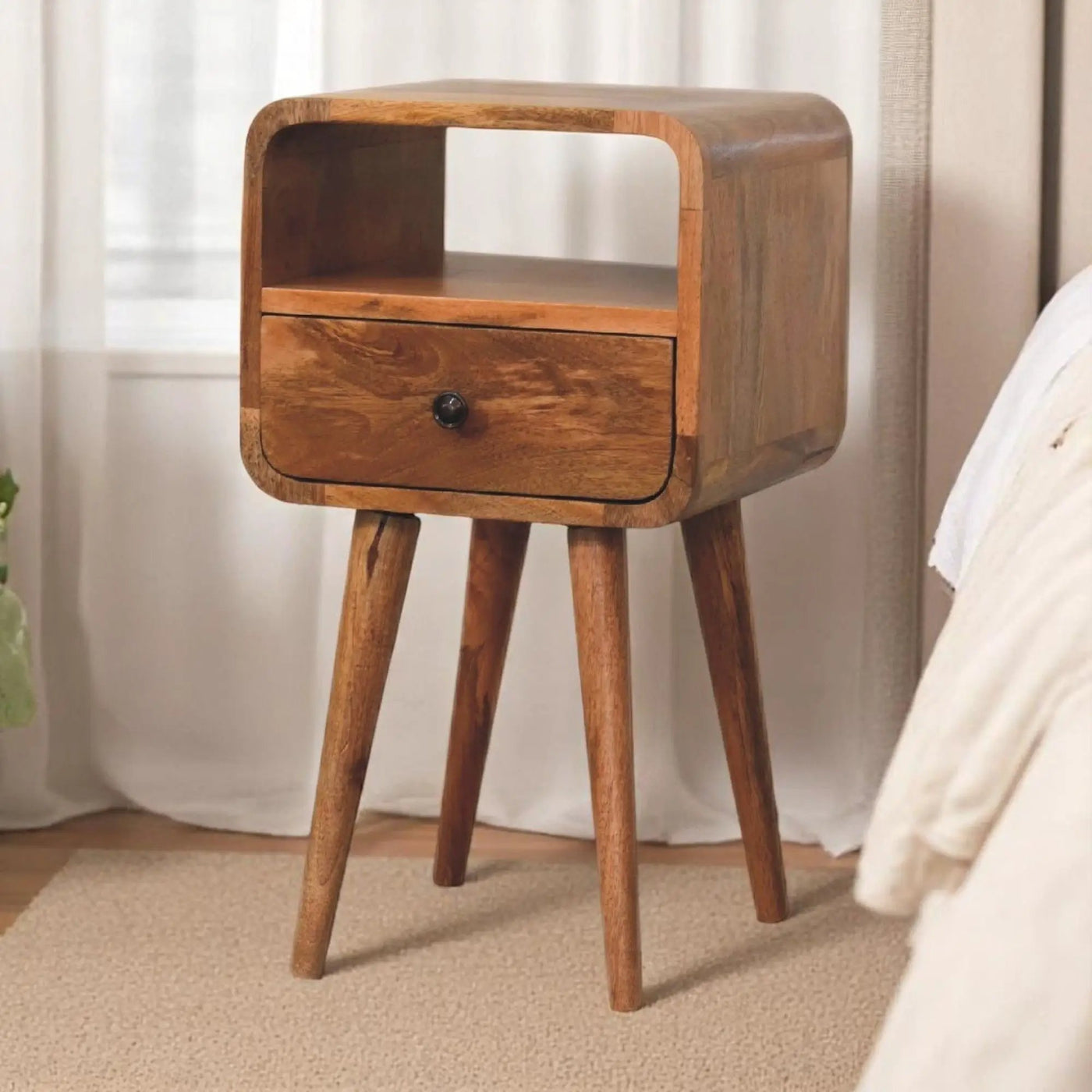 Mini Curve Open Bedside Nightstand by Unique Piece Furniture