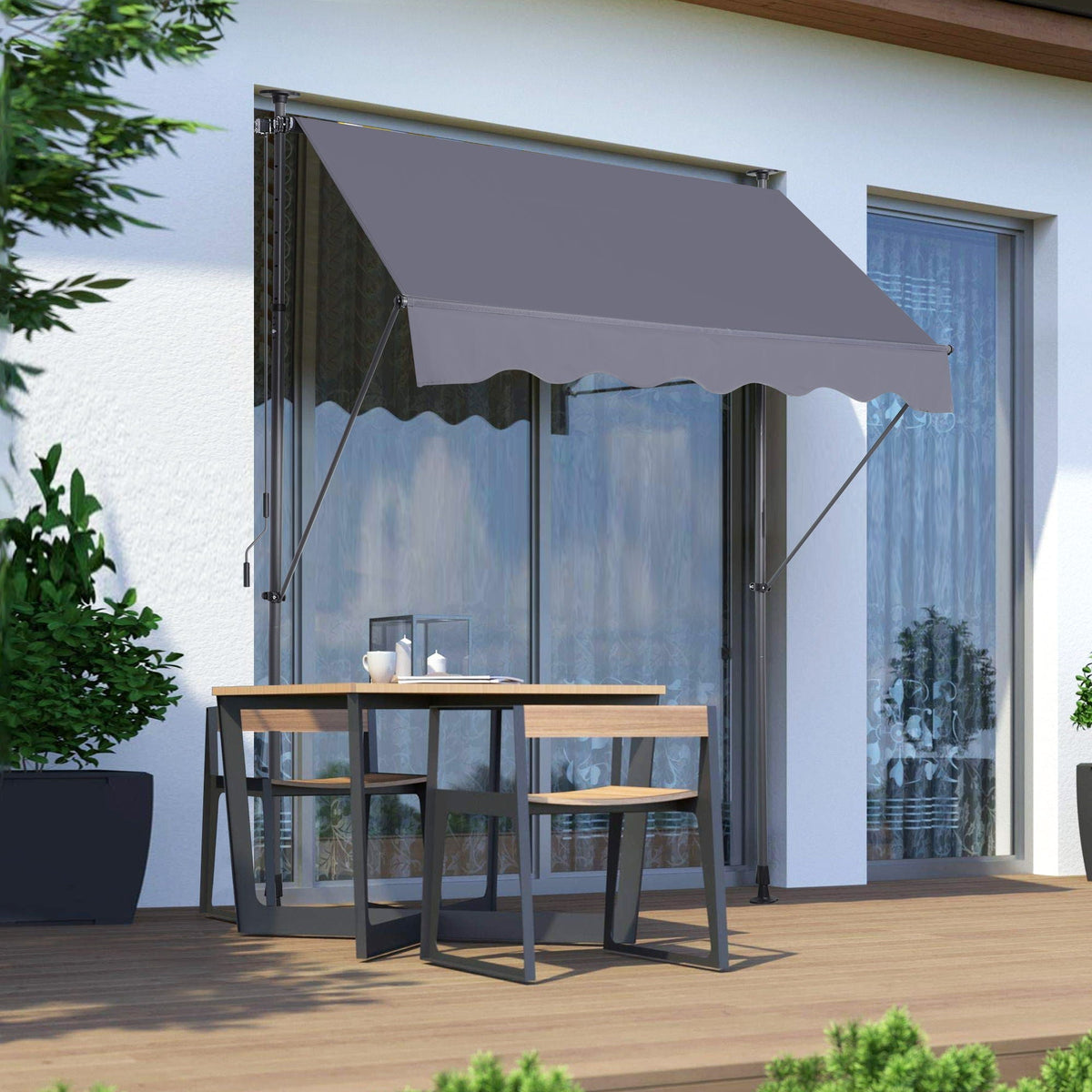 Manual Retractable Patio Awning With UV Resistant Sun Shade, photo 3 of 8
