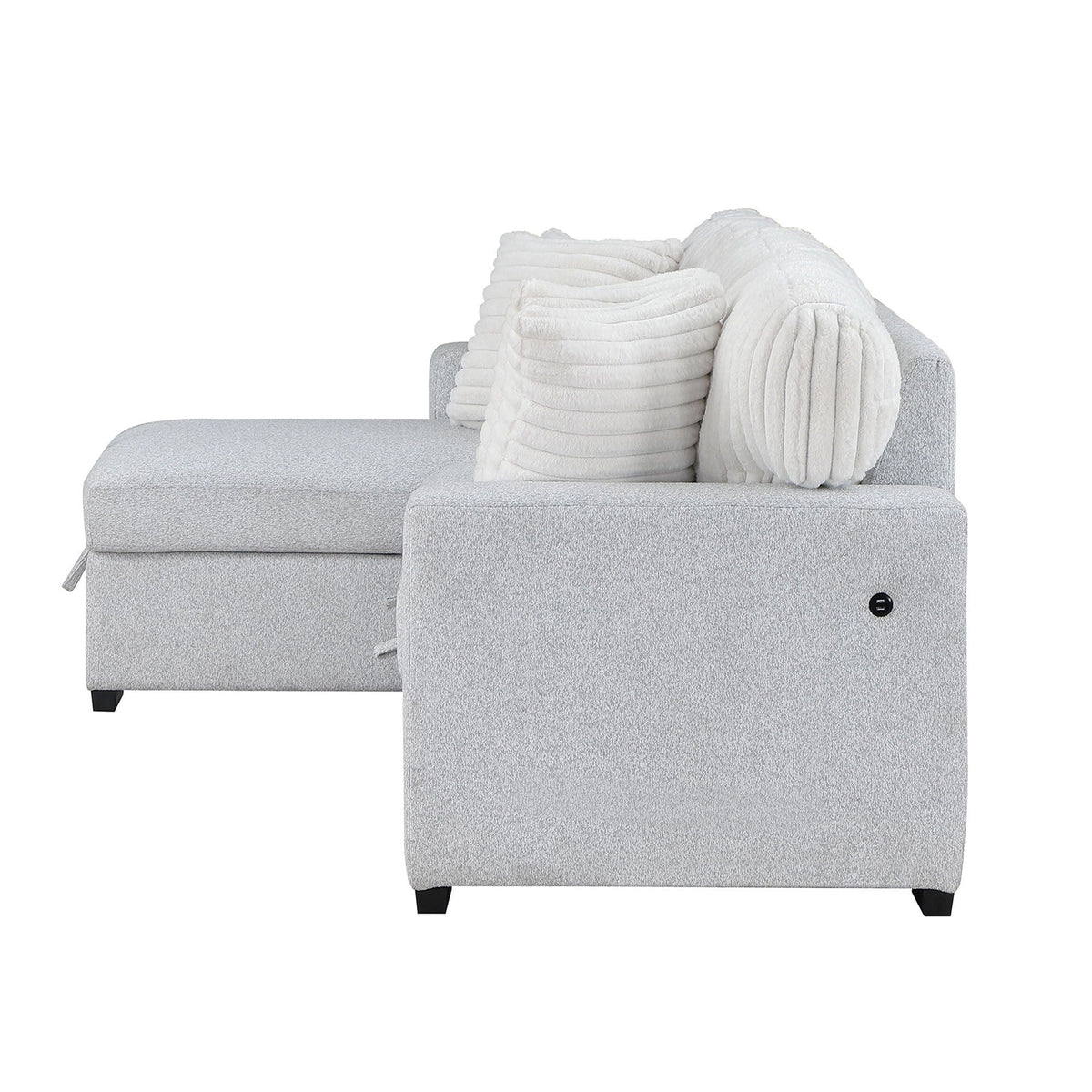 Reversible Pull Out Sofa Bed with Cup Holders - Light Gray, photo 4 of 12
