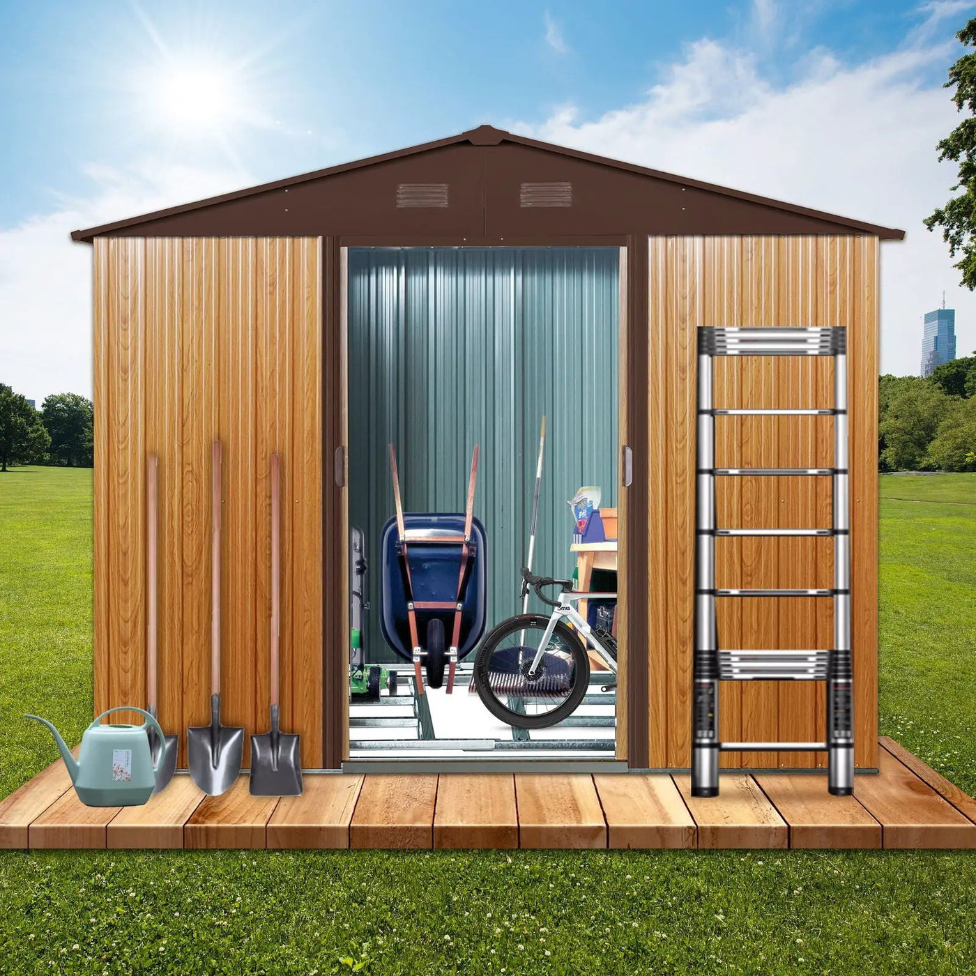 Outdoor Metal Storage Shed With Floor Base by HouseOfZazla