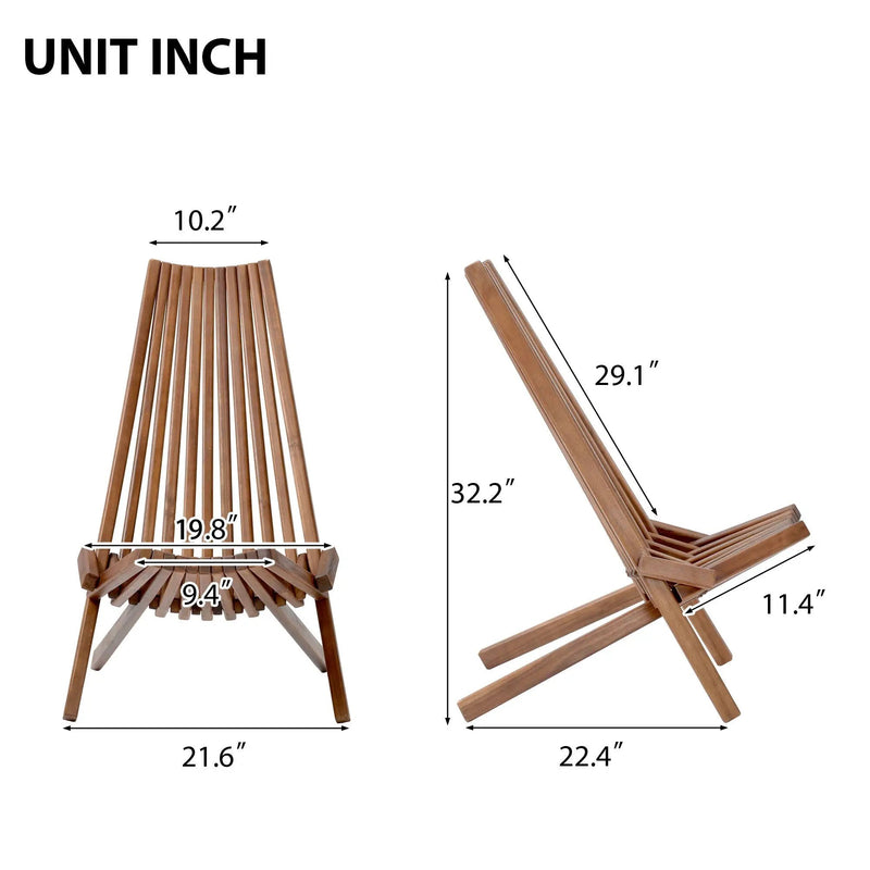Folding Wood Chair, Portable Solid Wood Seating For Indoor Or Outdoor Use - Natural by Unique Piece Furniture