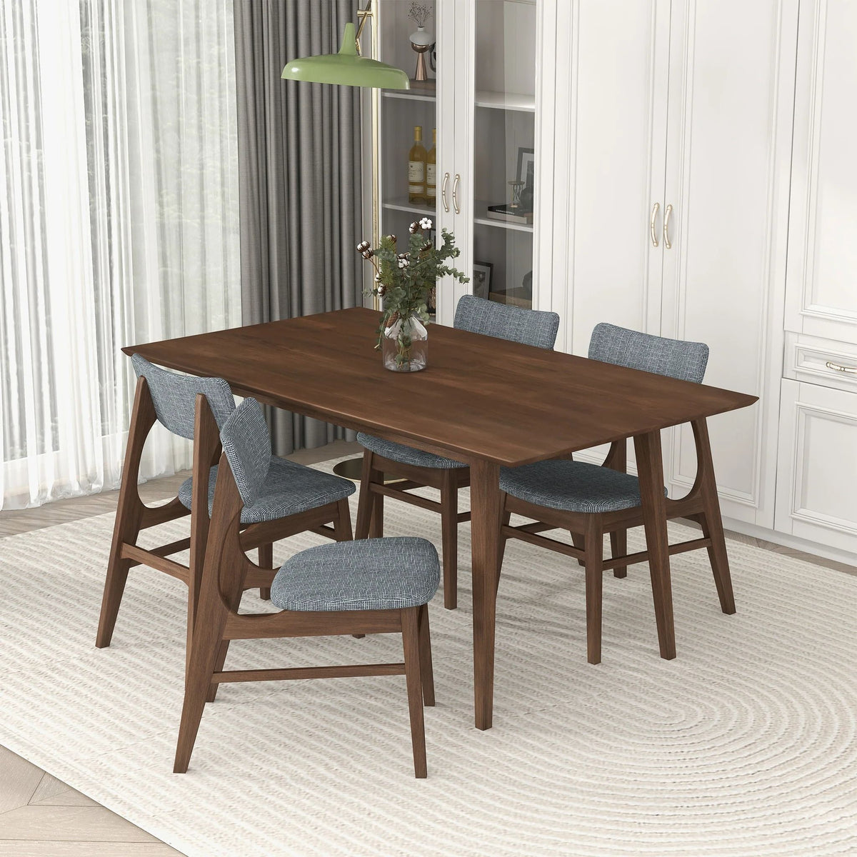 Modern Rectangular Dining Table with Solid Wood Construction - Dark Brown or White, photo 6 of 32